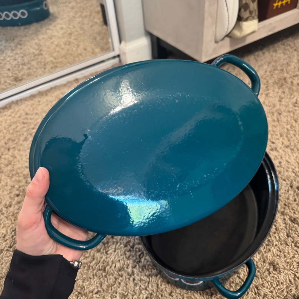 Vintage 70’s Teal Enamel Roasting Pan - Picture 12 of 15